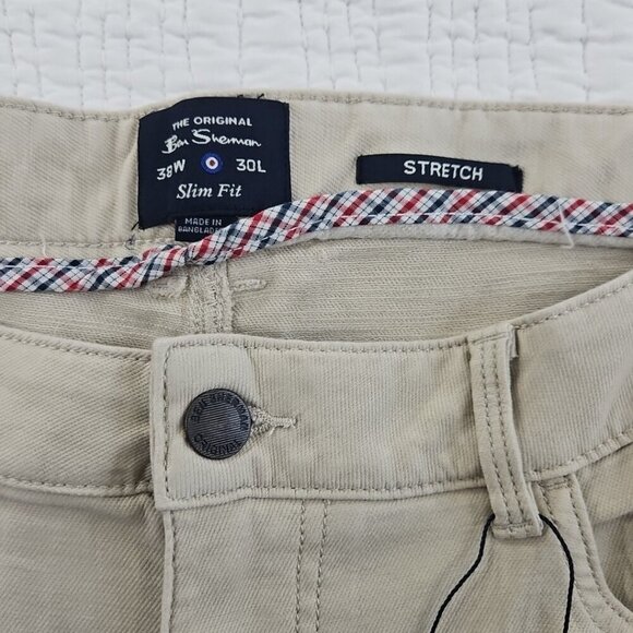 NEW Ben Sherman Jeans Men's 38x30 Stone Brown Slim Fit NWT Stretch MSRP $109 - Picture 13 of 16